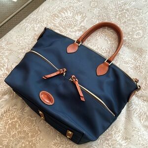 DOONEY & BOURKE Nylon Large Pocket Satchel in Navy,  Vacchetta Leather Trim 💙